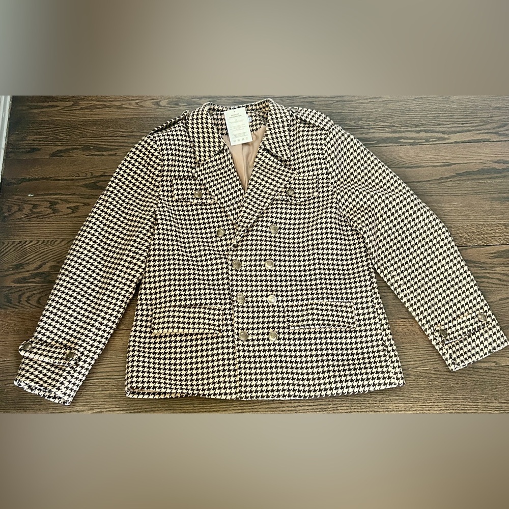 Men’s Classic Houndstooth Wool Double‑Breasted Jacket – XL